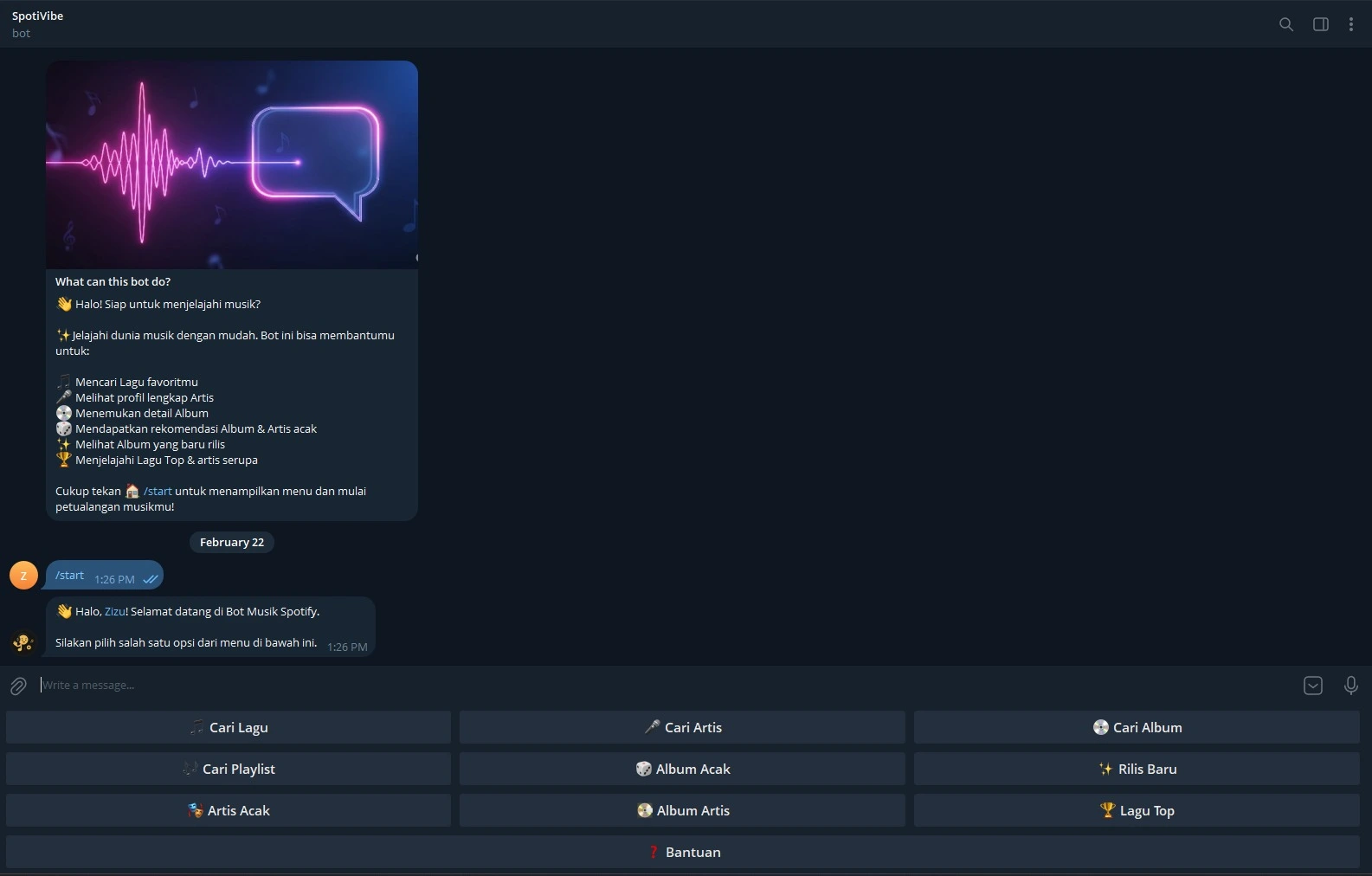 SpotiVibe — music discovery chatbot