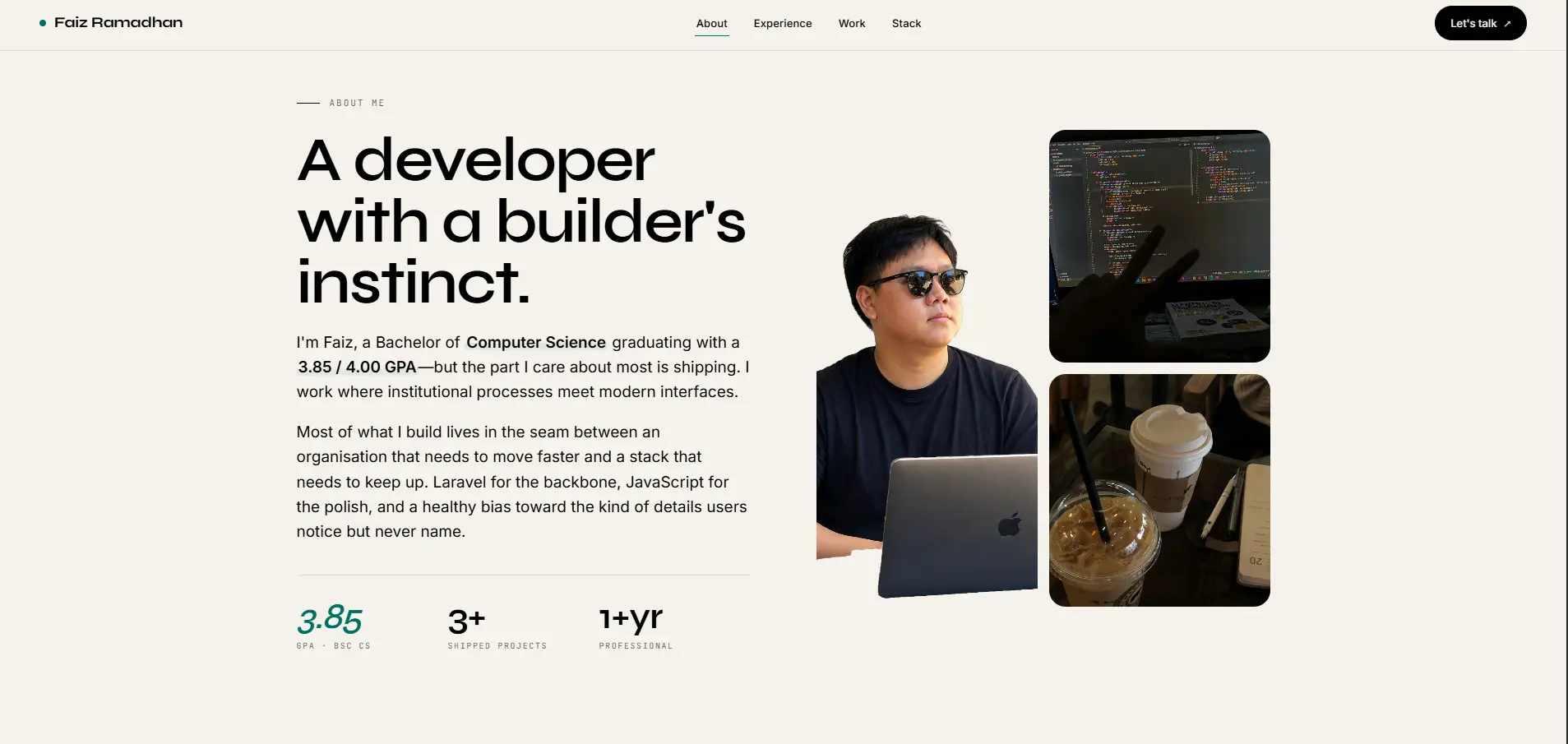 Personal Portfolio — editorial layout